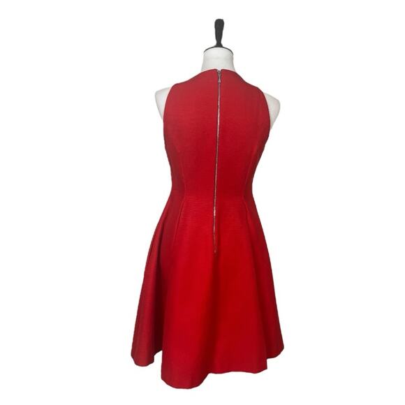 Kate Spade Dress Fit Flare Round Neck Cherry Red Cotton Silk Women’s Size 10 - Picture 4 of 11